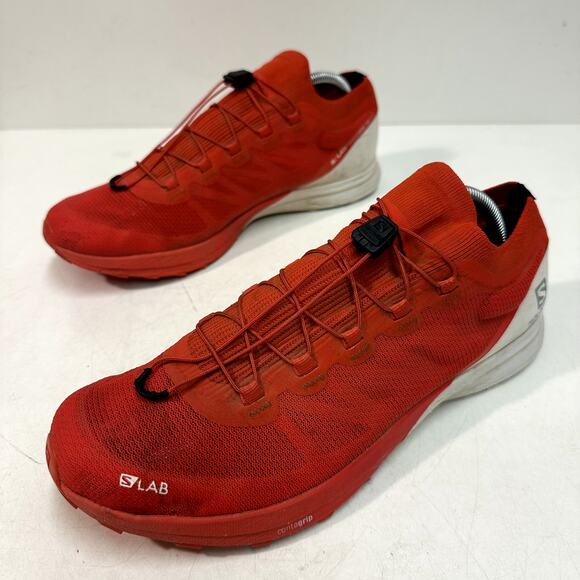 GOOD Salomon S/LAB ULTRA 3 Trail Running Shoe Red / White Unisex W 11 / M 10 - Picture 5 of 12